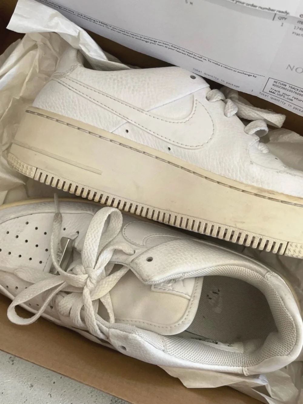 Nike Air Force 1 All White Sneakers – Size 5